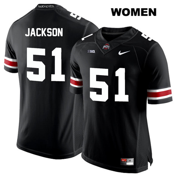 Ohio State Buckeyes Women's Antwuan Jackson #51 White Number Black Authentic Nike College NCAA Stitched Football Jersey XO19D52RY